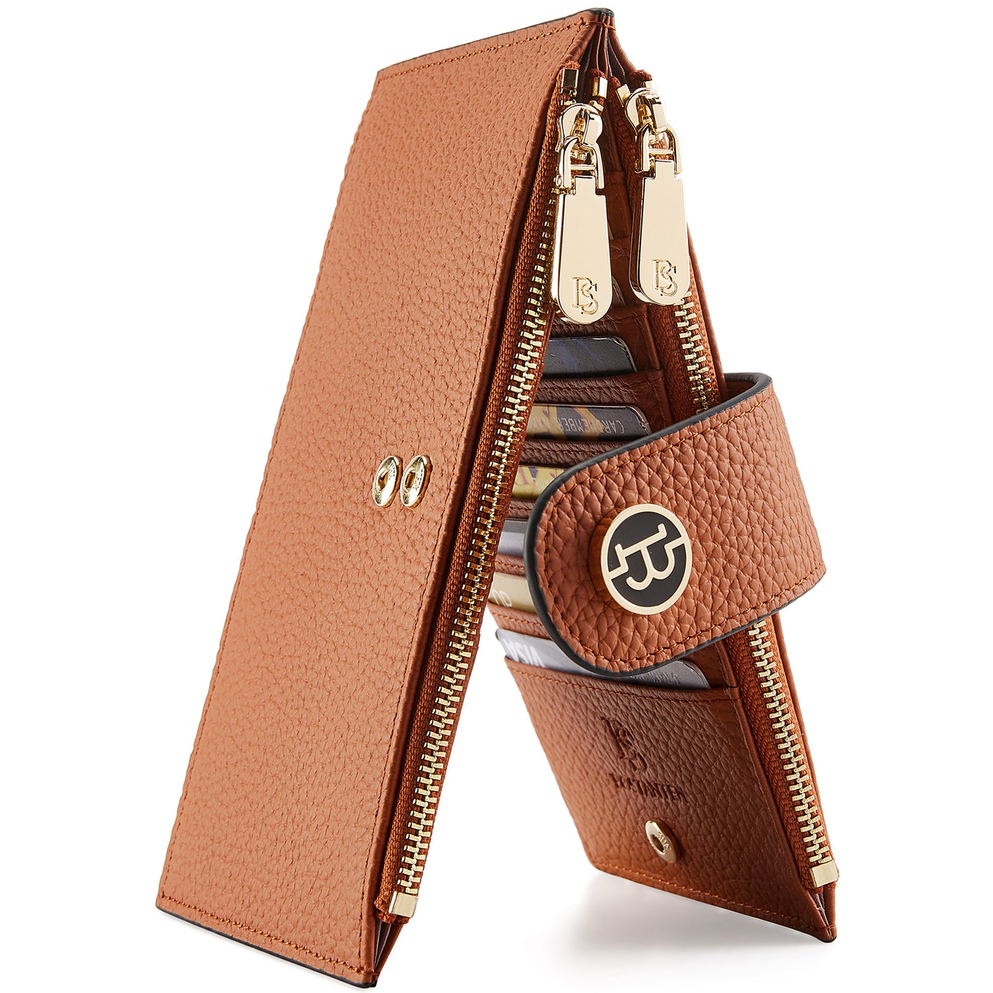 BOSTANTEN Leather Wallets for Women RFID Blocking Slim Bofild Purse Card Holder with Zipper Pocket