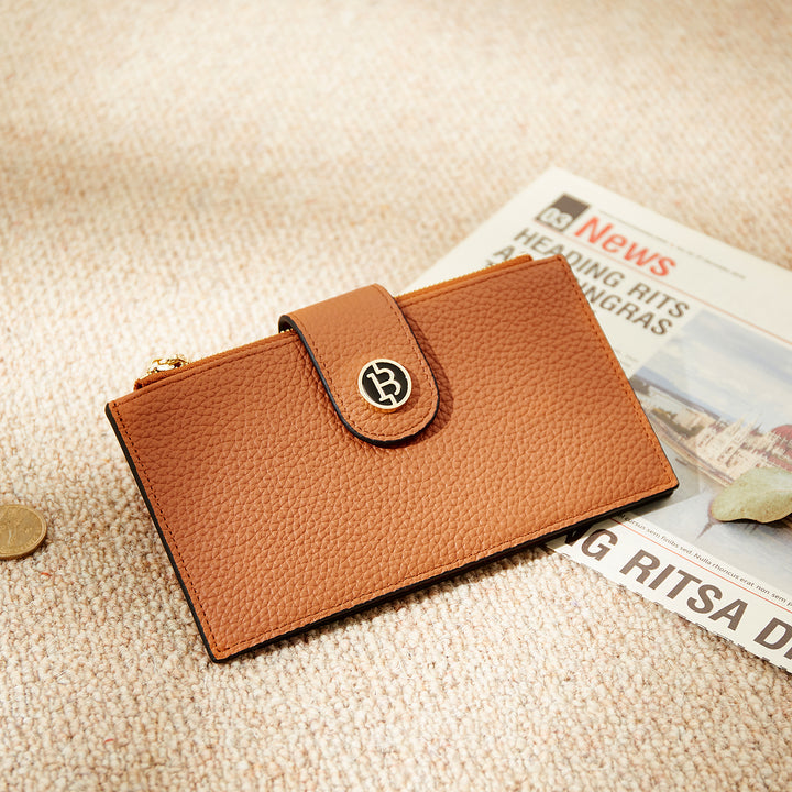 BOSTANTEN Leather Wallets for Women RFID Blocking Slim Bofild Purse Card Holder with Zipper Pocket