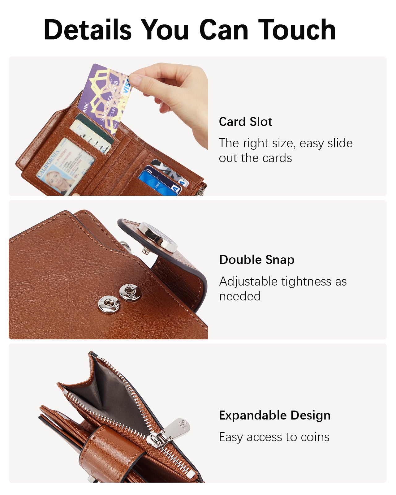 BOSTANTEN Women Leather Wallet Small RFID Blocking Bifold Zipper Pocket Wallet Card Case with ID Window