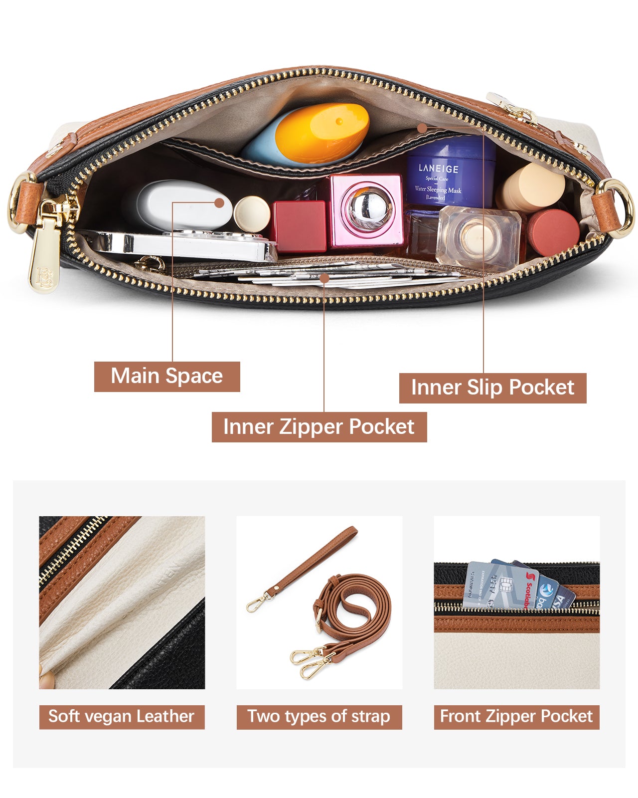 BOSTANTEN Small Crossbody Bags Wristlet Purses Envelope Clutch Purse