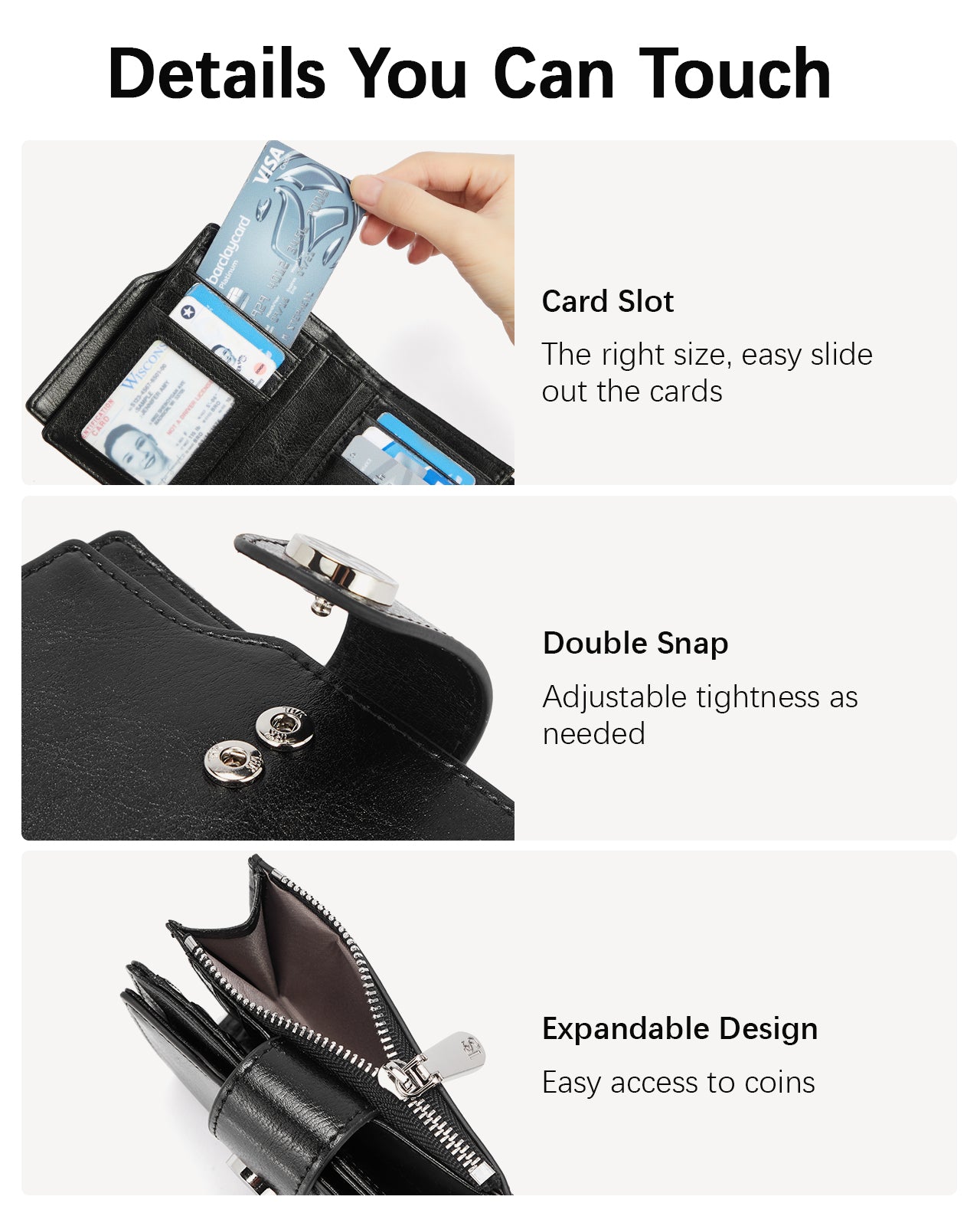 BOSTANTEN Women Leather Wallet Small RFID Blocking Bifold Zipper Pocket Wallet Card Case with ID Window