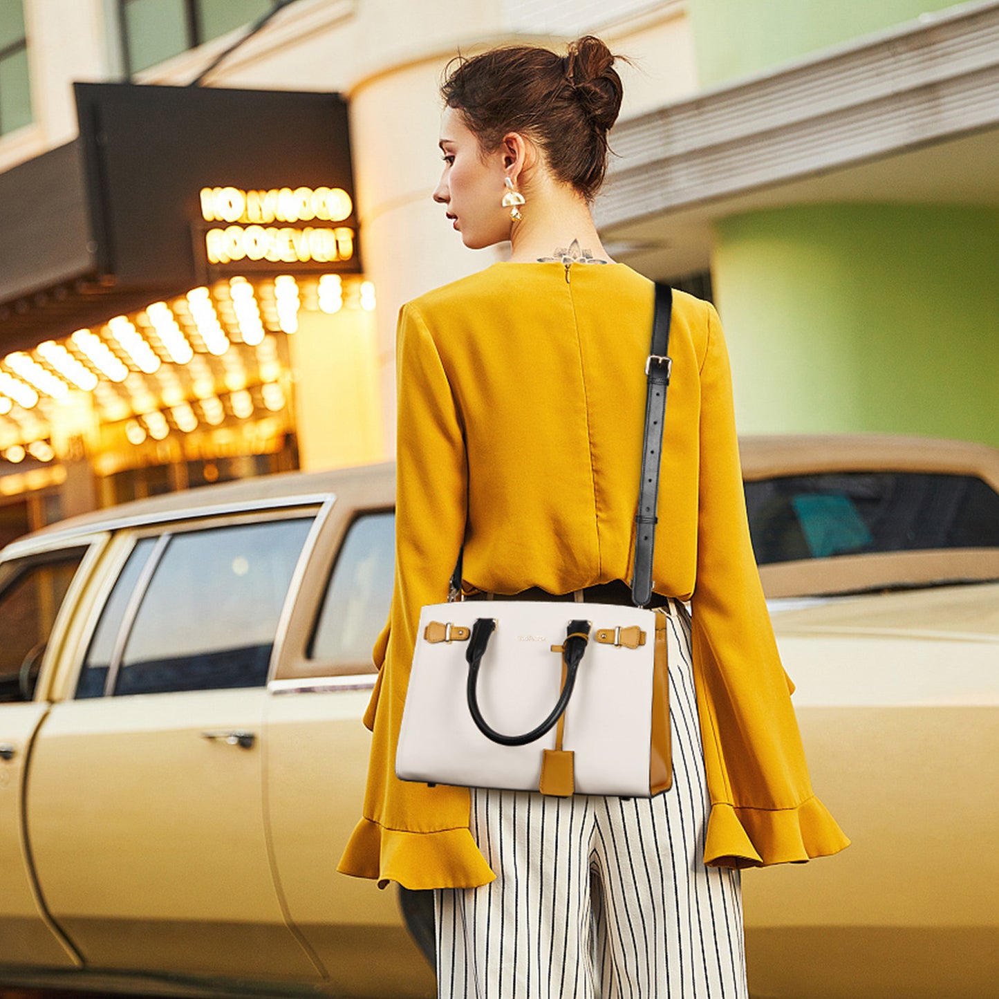 BOSTANTEN Women Leather Handbag Designer Satchel Purses Top Handle Shoulder Totes Crossbody Bag