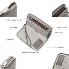 BOSTANTEN Leather Wallets for Women RFID Blocking Zip Around Credit Card Holder Phone Clutch