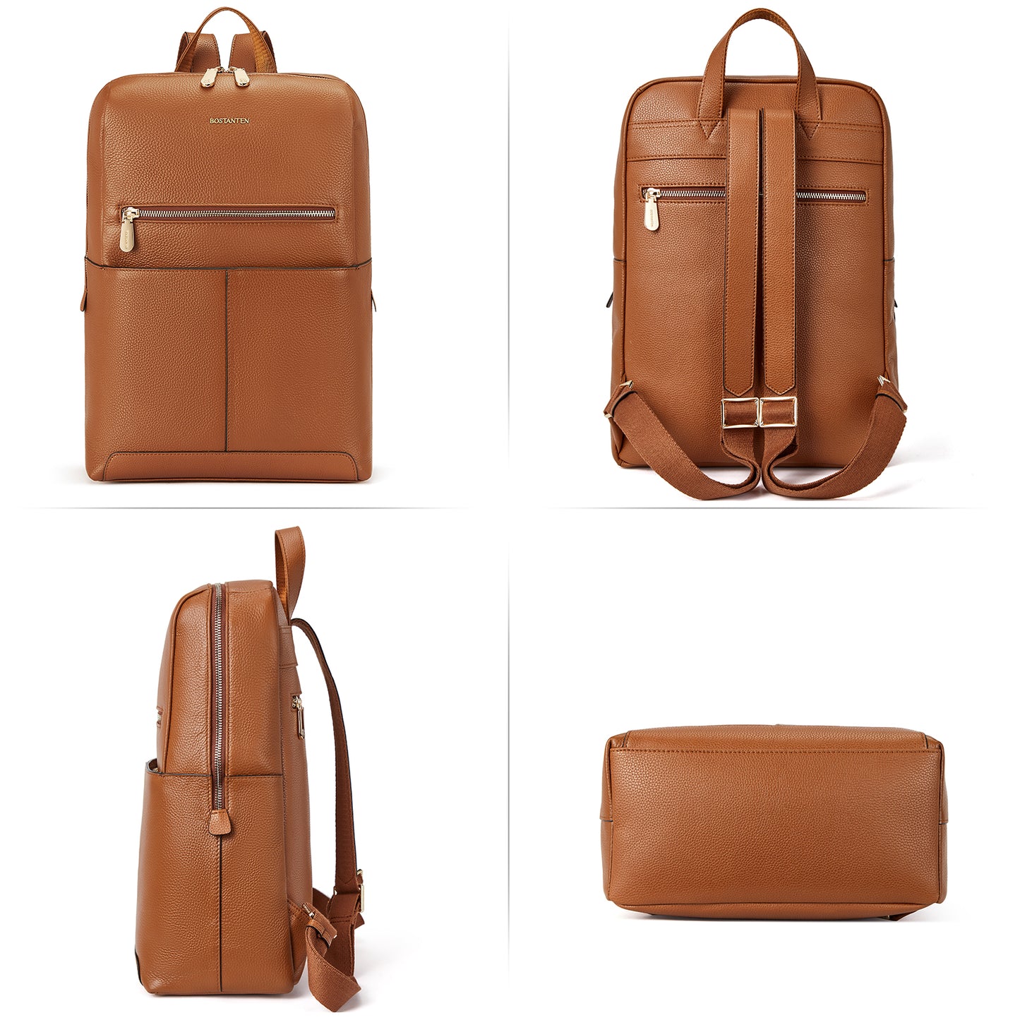 BOSTANTEN Leather Laptop Backpack for Women 15.6 inch Computer Bag College Shoulder Bag Casual Daypack Travel Bag