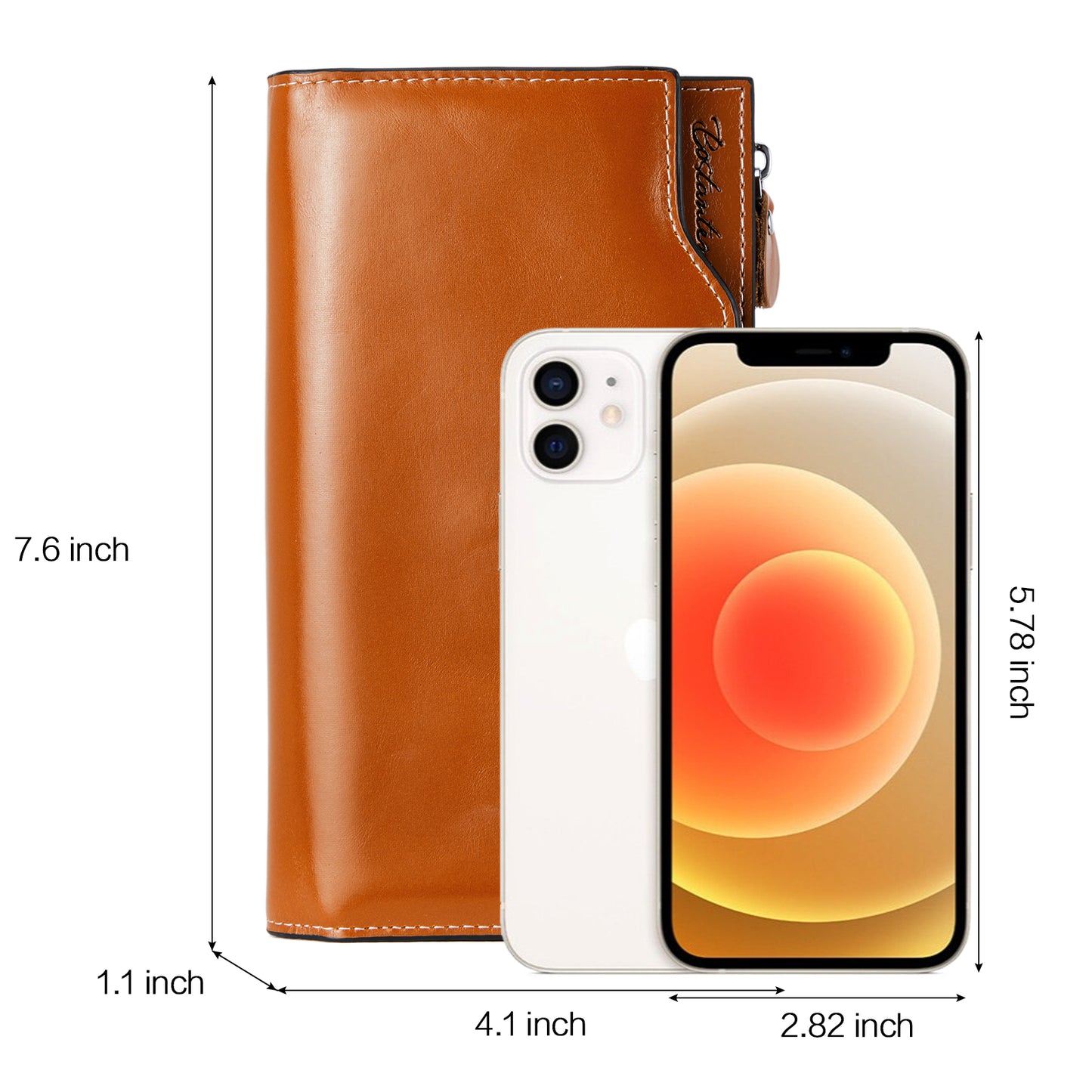 BOSTANTEN Womens Leather Wallets RFID Blocking Large Capacity Trifold Card Holder Ladies Phone Clutch