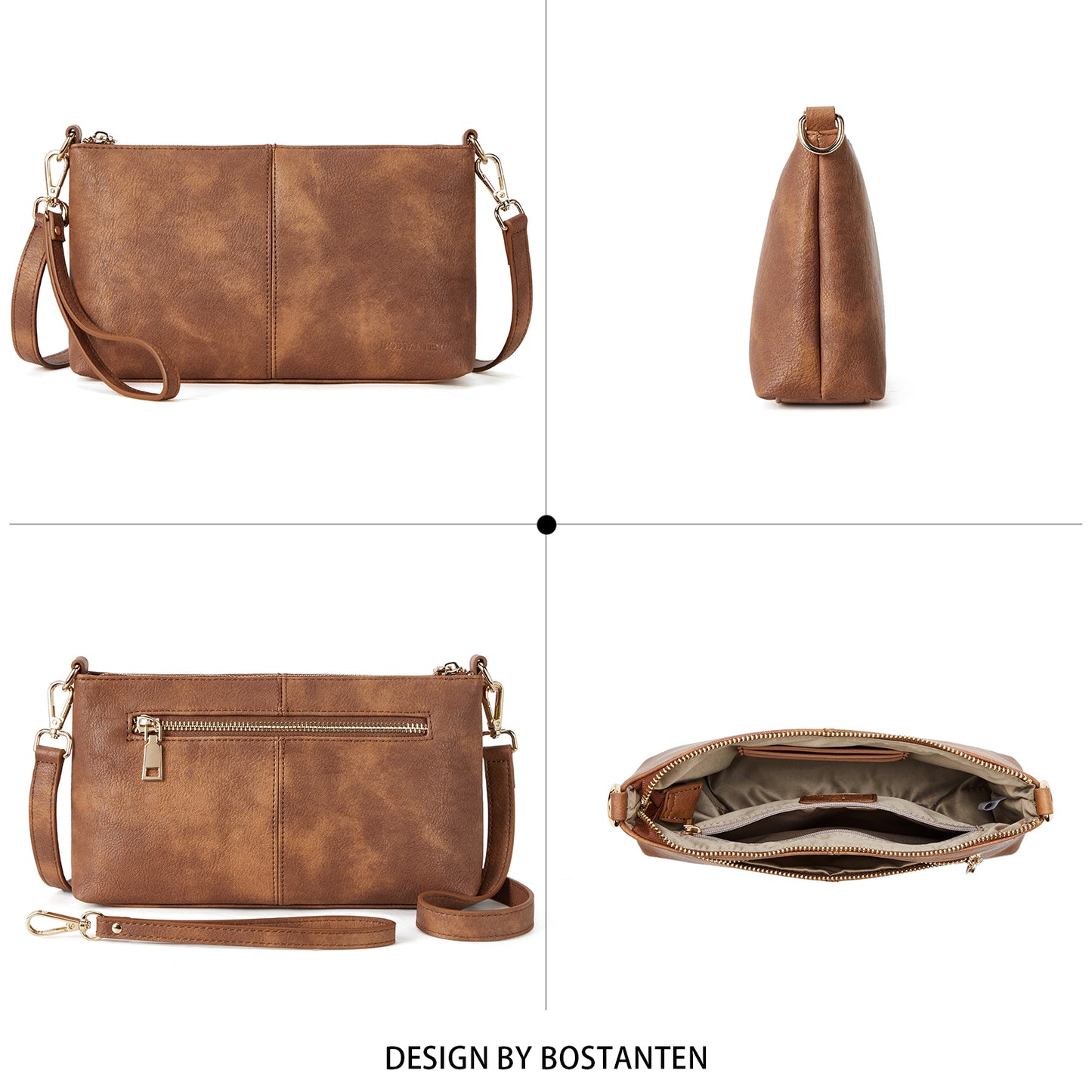 BOSTANTEN Small Purses for Women Crossbody Bags Leather Wristlet Purses Envelope Clutch Purse