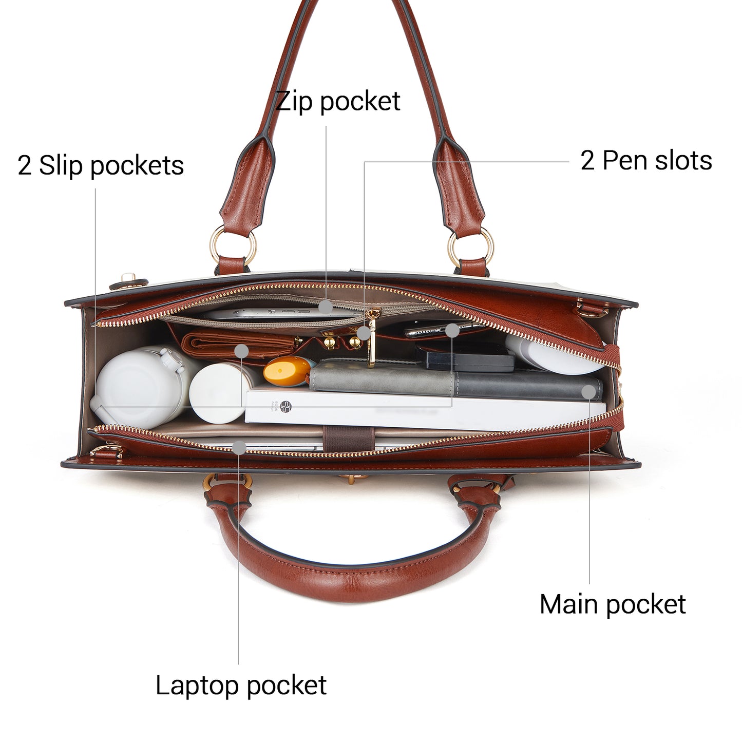 BOSTANTEN Briefcase for Women 15.6 inch Leather Laptop Bag Vintage Slim Lawyer Business Bag Stylish Work Purse