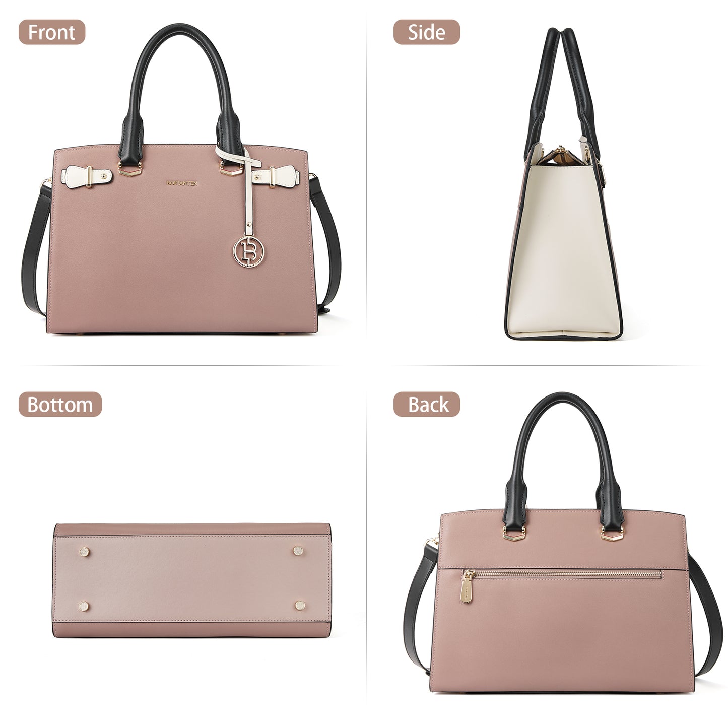 BOSTANTEN Women Leather Handbag Designer Satchel Purses Top Handle Shoulder Totes Crossbody Bag