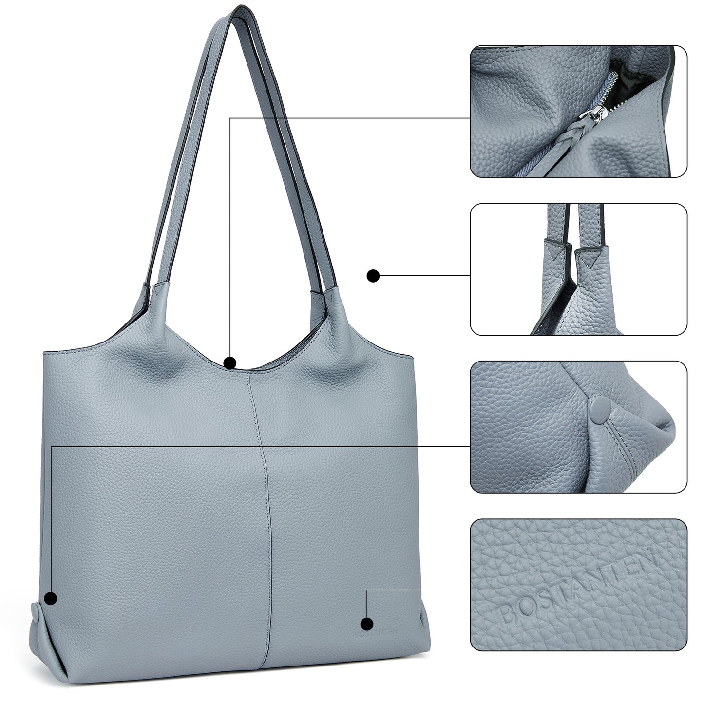 BOSTANTEN Women Handbags Designer Shoulder Tote Bag Soft Genuine Leather Top-handle Purse