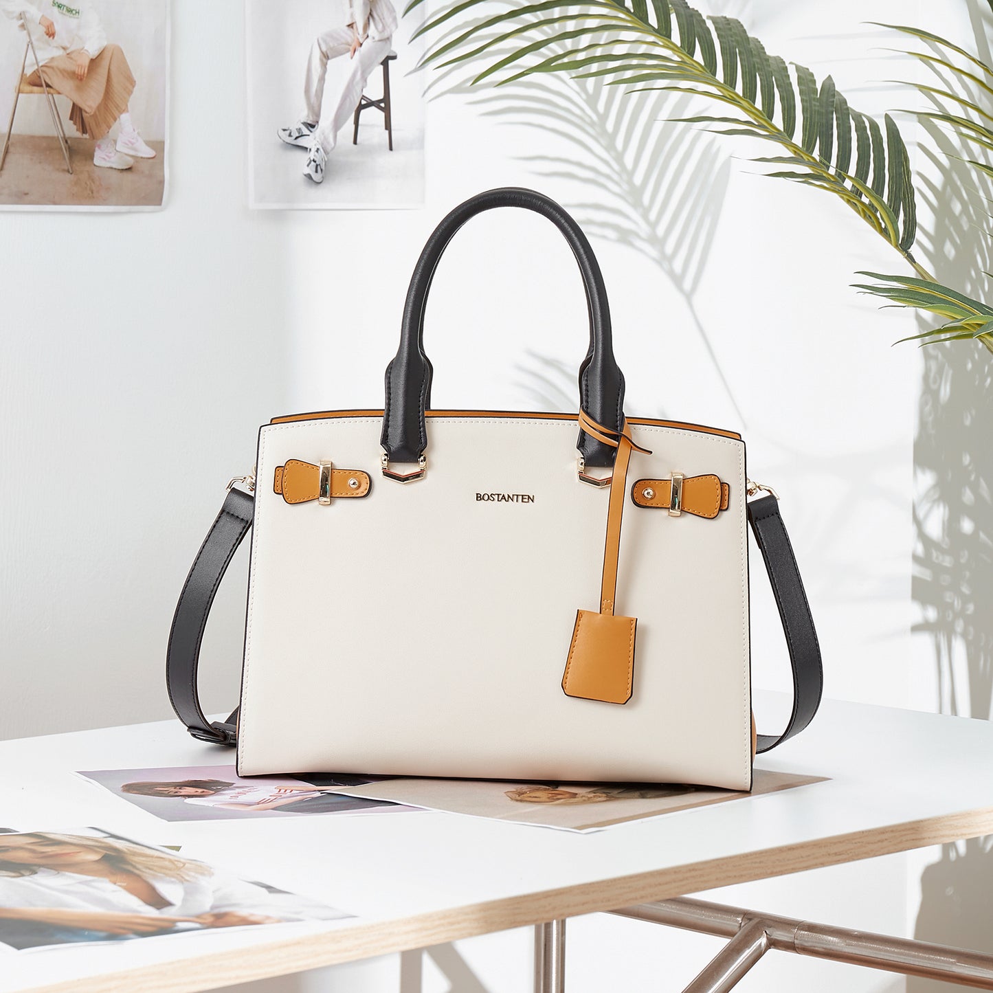 BOSTANTEN Women Leather Handbag Designer Satchel Purses Top Handle Shoulder Totes Crossbody Bag