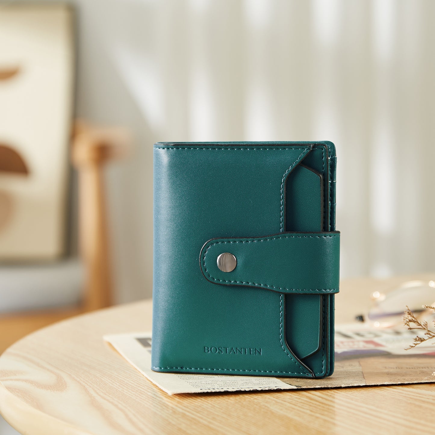 Women Leather Wallet RFID Blocking Small Zipper Pocket Wallet Card Case Purse with ID Window