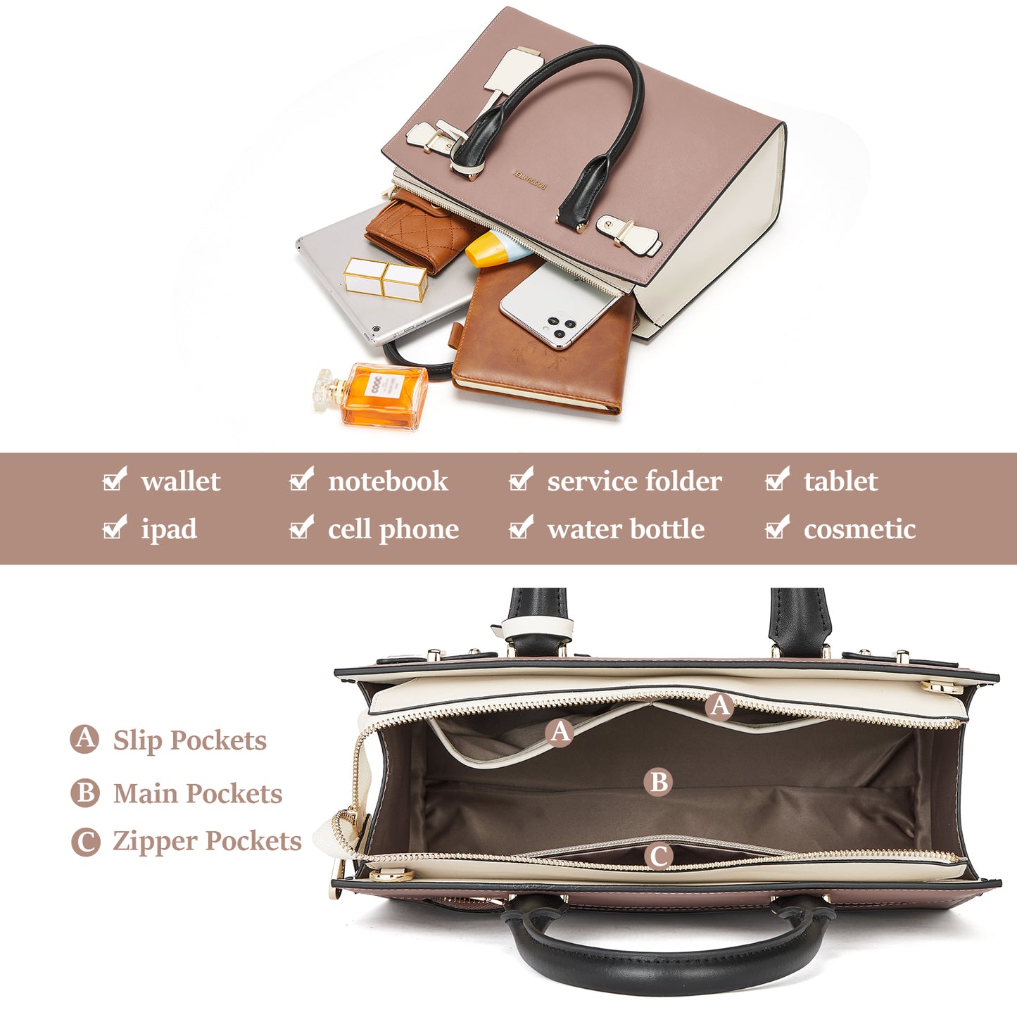 BOSTANTEN Women Leather Handbag Designer Satchel Purses Top Handle Shoulder Totes Crossbody Bag