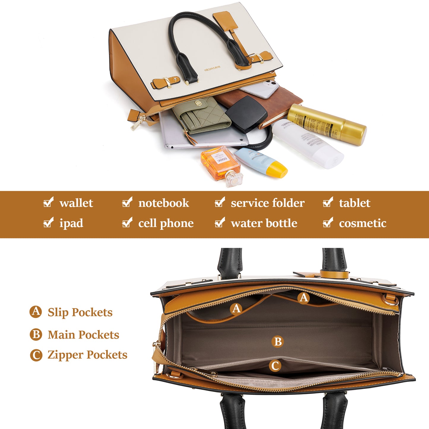 BOSTANTEN Women Leather Handbag Designer Satchel Purses Top Handle Shoulder Totes Crossbody Bag