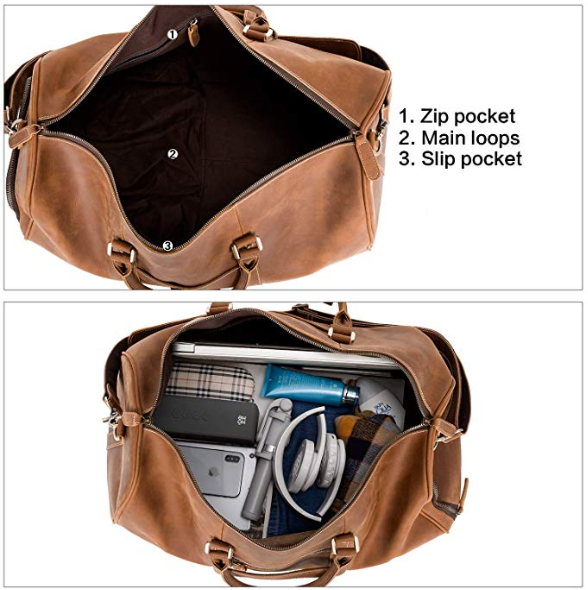 BOSTANTEN Duffle Bags for Men Genuine Leather Travel Bag Gym Extra Large Overnight Weekender Luggage Brown