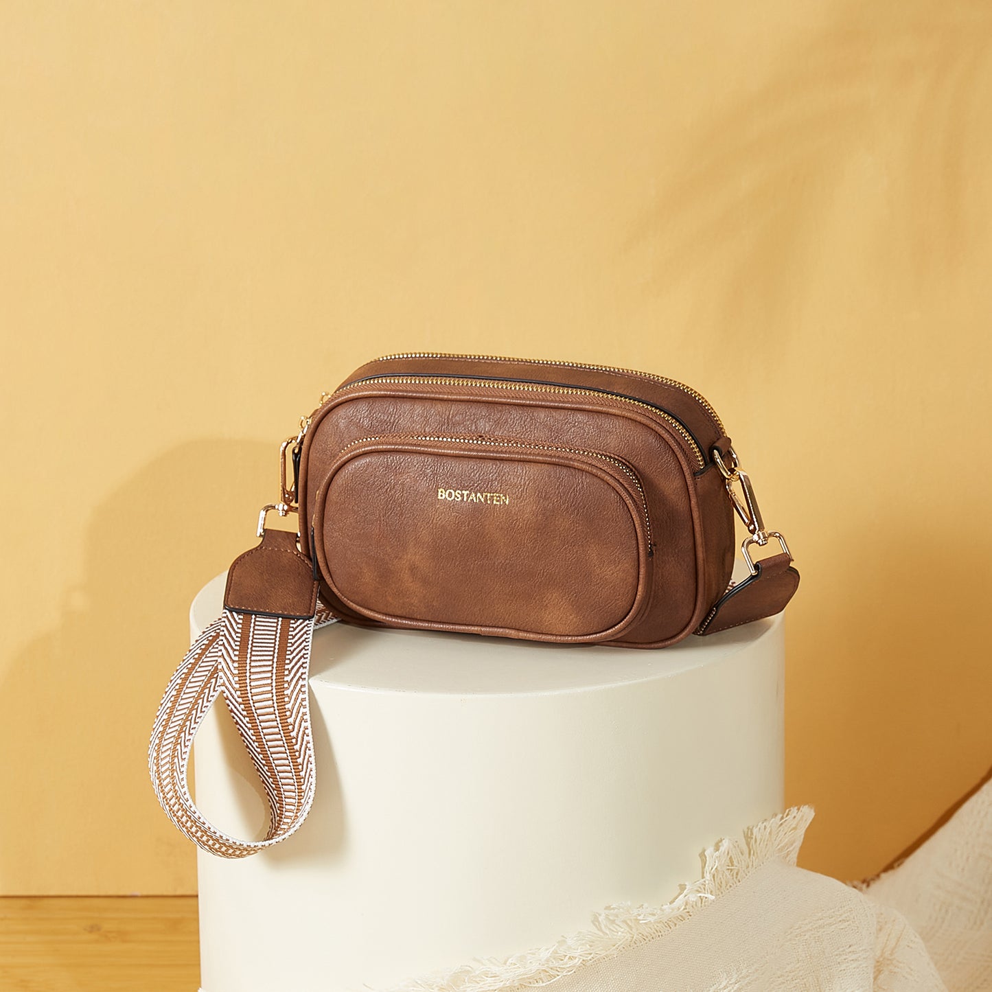 BOSTANTEN Crossbody Bags for Women Vegan Leather Purse Shoulder Handbags with Wide Strap