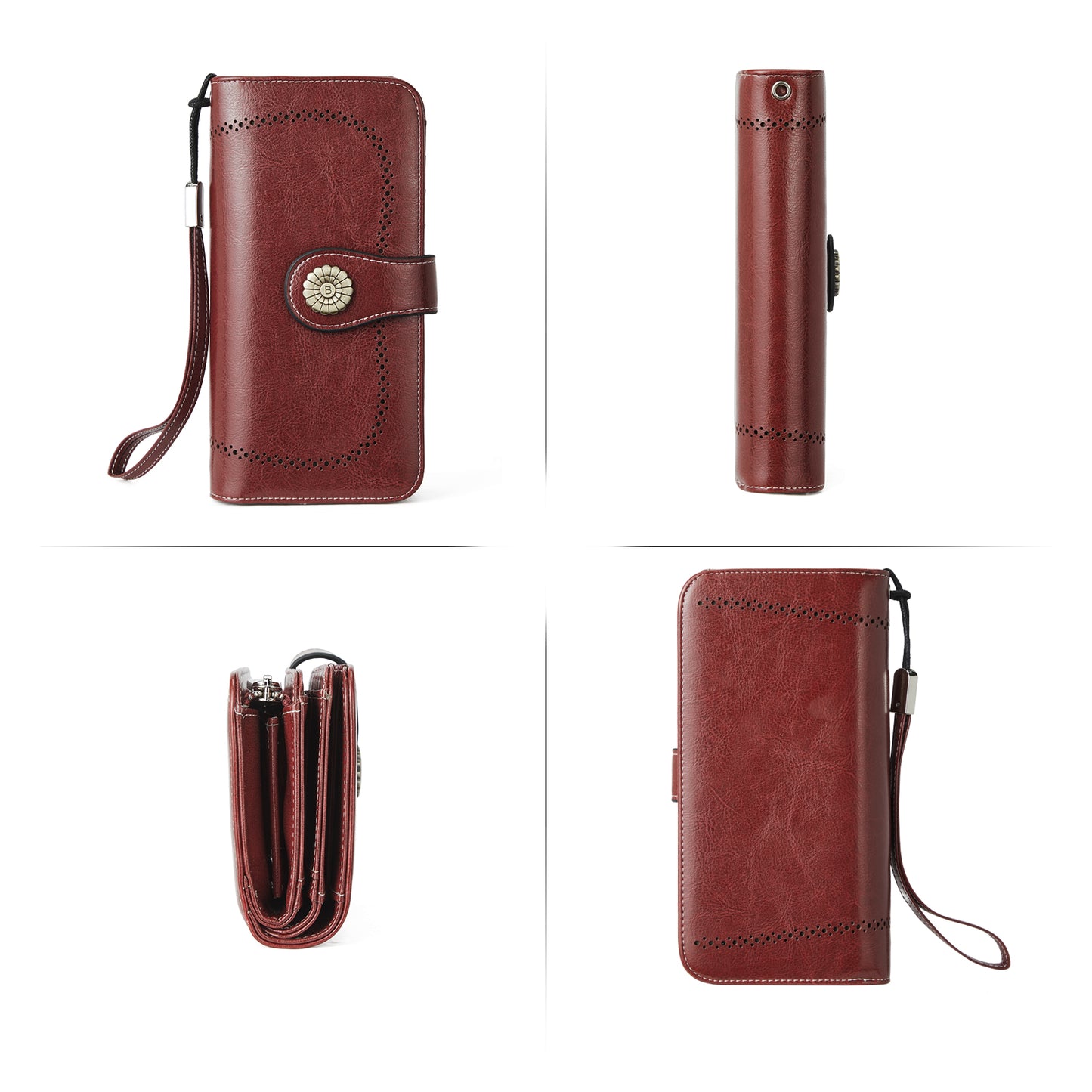 BOSTANTEN Womens Wallet Genuine Leather Large Capacity Wristlet Clutch Purse Credit Card Holder with RFID Blocking