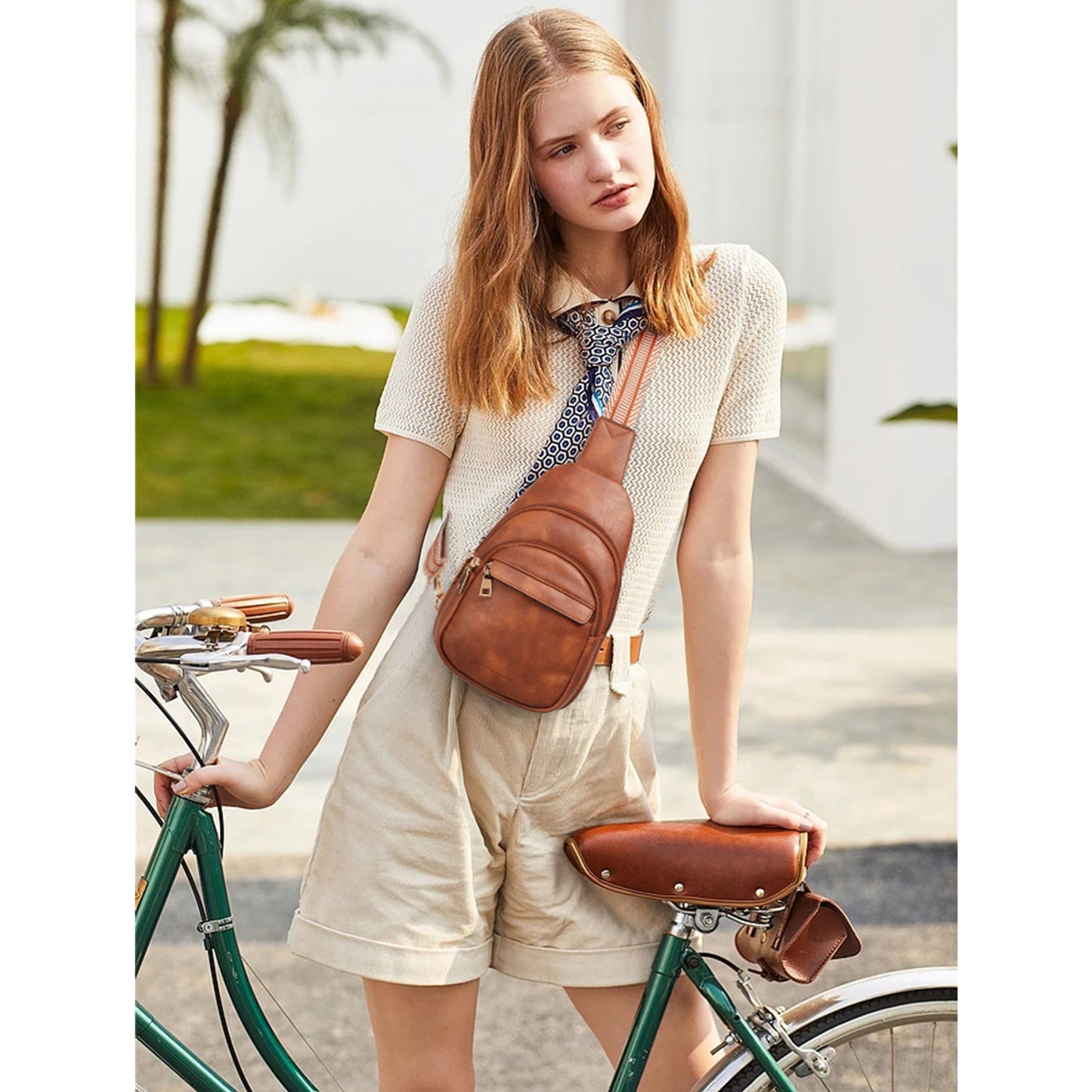 BOSTANTEN Small Sling Bag for Women Leather Crossbody Bags Fanny Pack Chest Bag for Travel