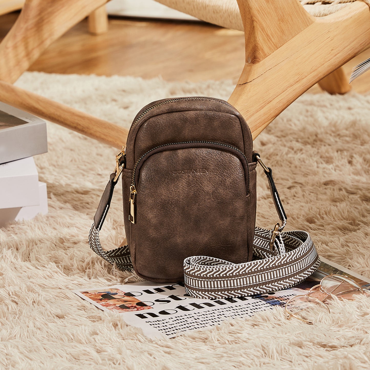 BOSTANTEN Small Crossbody Bags for Women Designer Zip Cell Phone Purse Shoulder Handbags Wallet with Card Slots