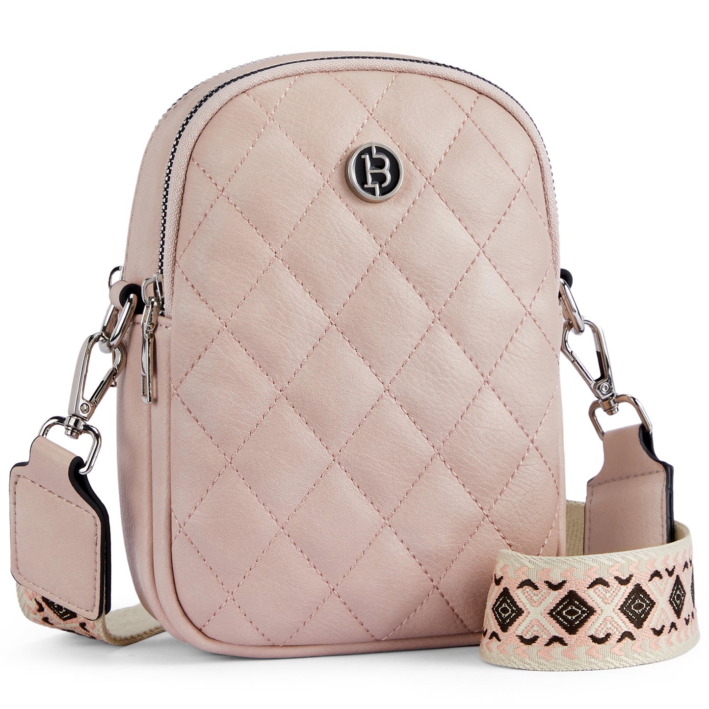 BOSTANTEN Small Cell Phone Crossbody Bags Trendy Quilted Leather Cross Body Wallet Purse Adjustable Strap