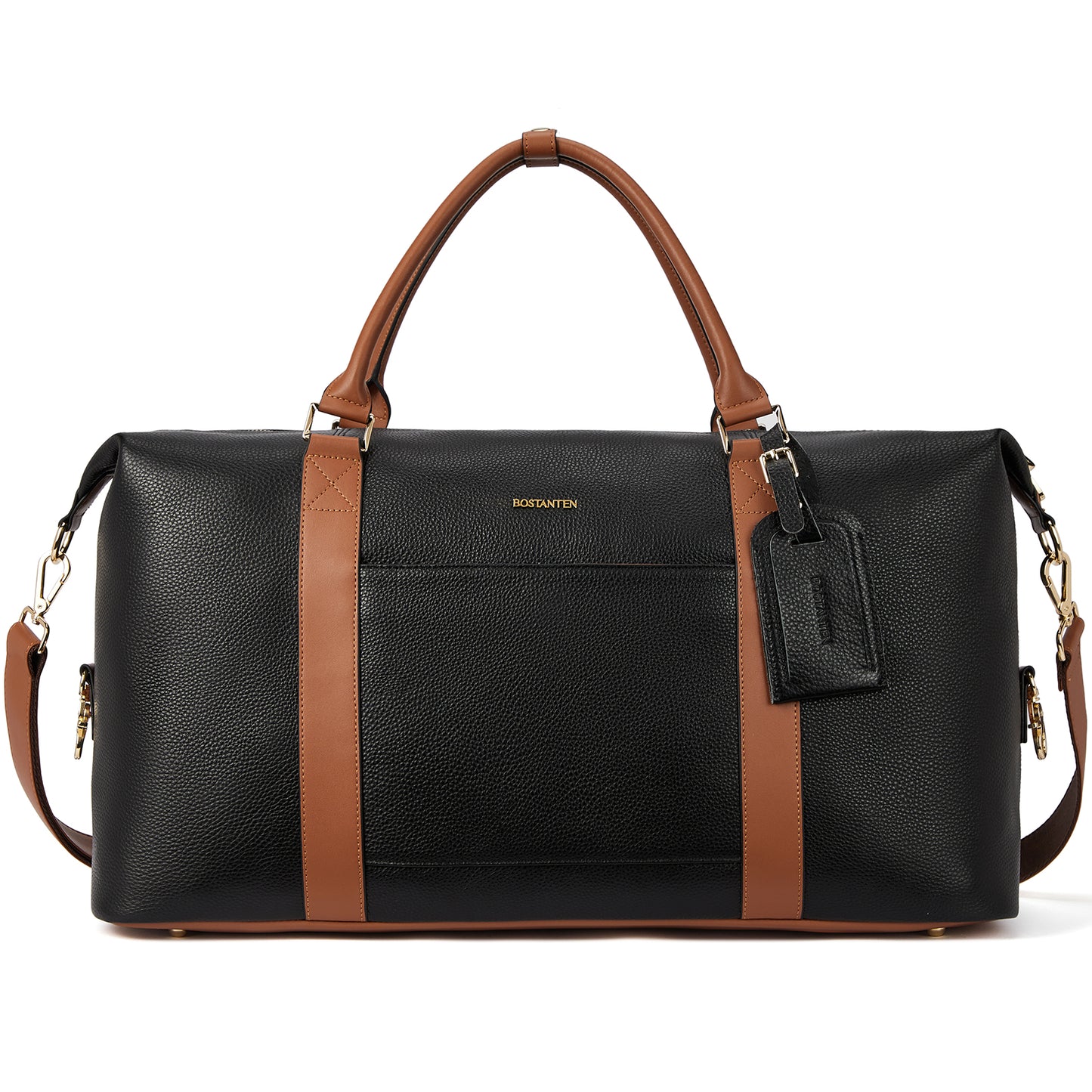 BOSTANTEN Weekender Bags for Women Leather Duffle Bag for Travel Overnight Duffel Carry on Large Tote with Trolley Sleeve and Luggage Tag