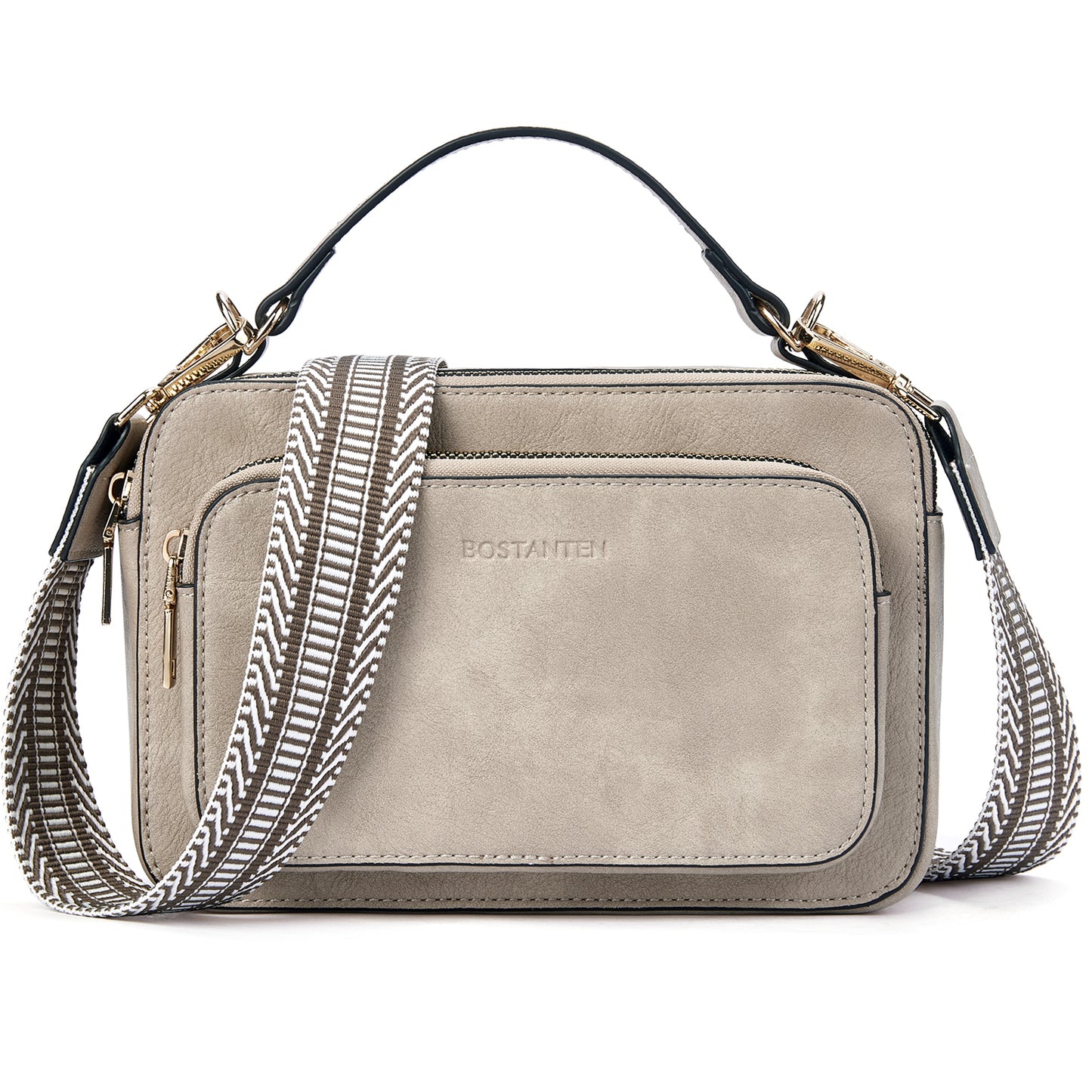 BOSTANTEN Crossbody Bags for Women Trendy Vegan Leather Purses Top Handle Shoulder Handbags with Wide Strap