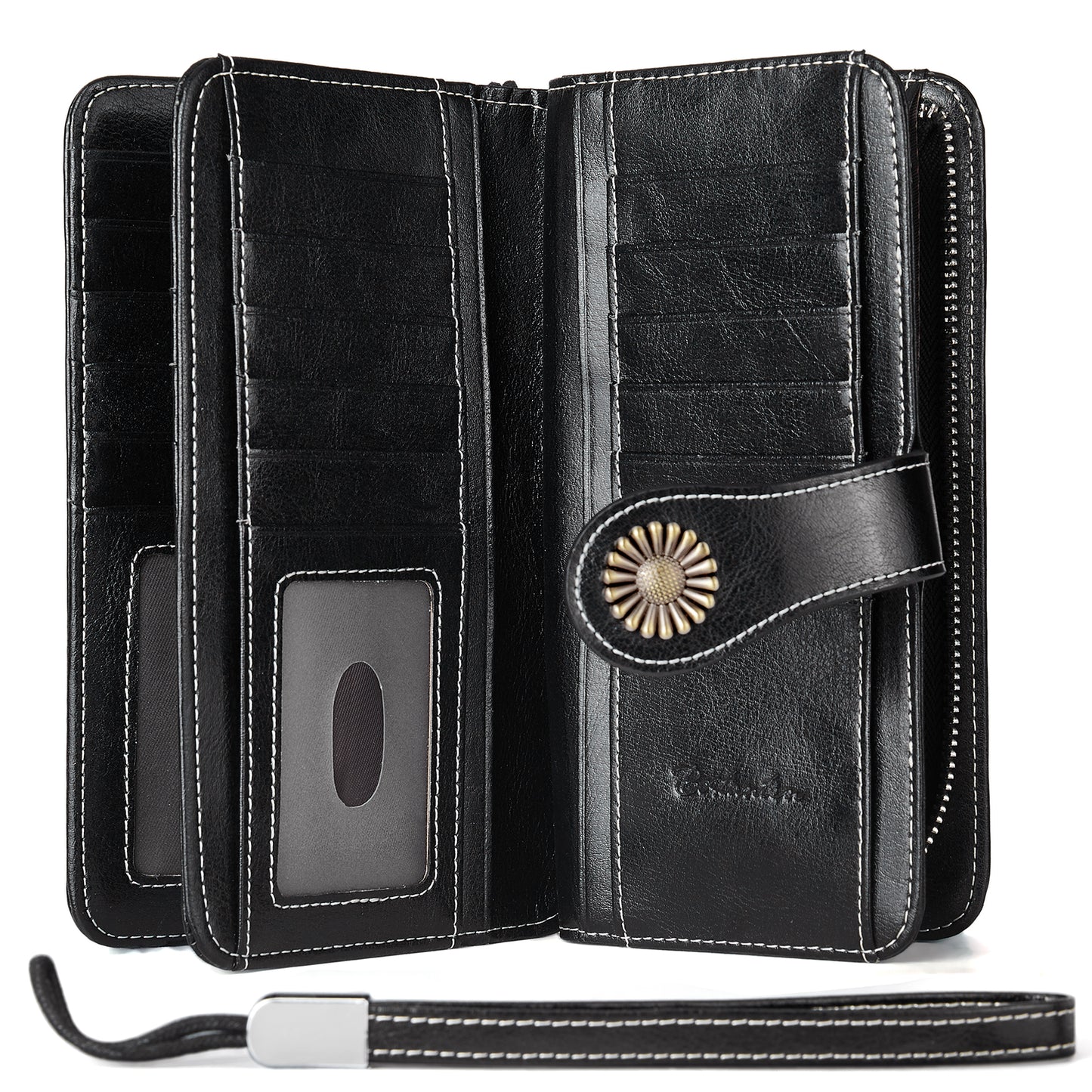 BOSTANTEN Womens Wallet Genuine Leather Large Capacity Wristlet Clutch Purse Credit Card Holder with RFID Blocking