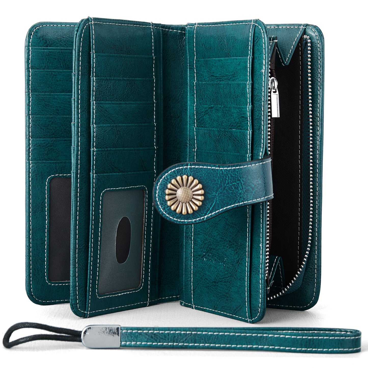 BOSTANTEN Womens Wallet Genuine Leather Large Capacity Wristlet Clutch Purse Credit Card Holder with RFID Blocking