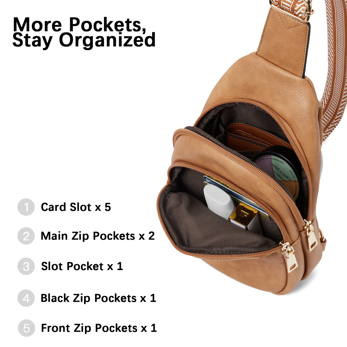 BOSTANTEN Small Sling Bag for Women Leather Crossbody Bags Fanny Pack Chest Bag for Travel