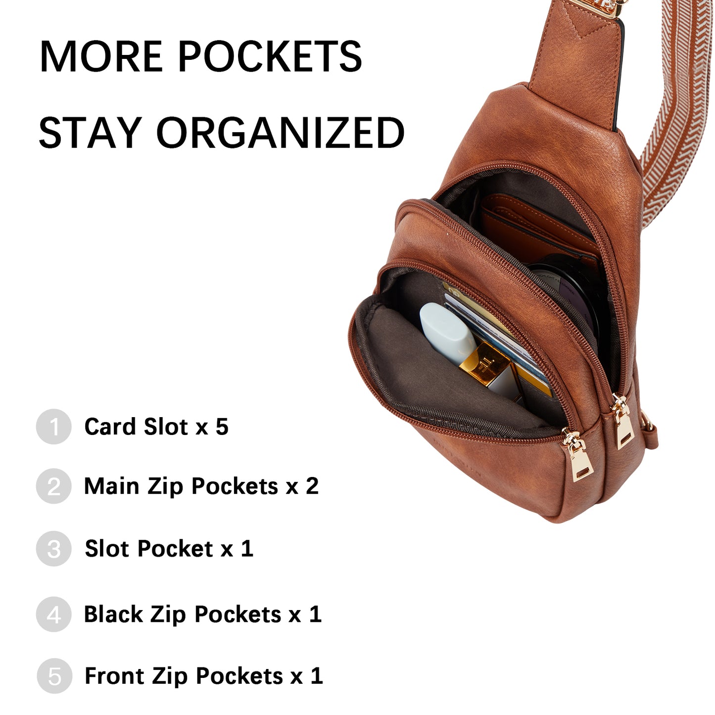 BOSTANTEN Small Sling Bag for Women Leather Crossbody Bags Fanny Pack Chest Bag for Travel
