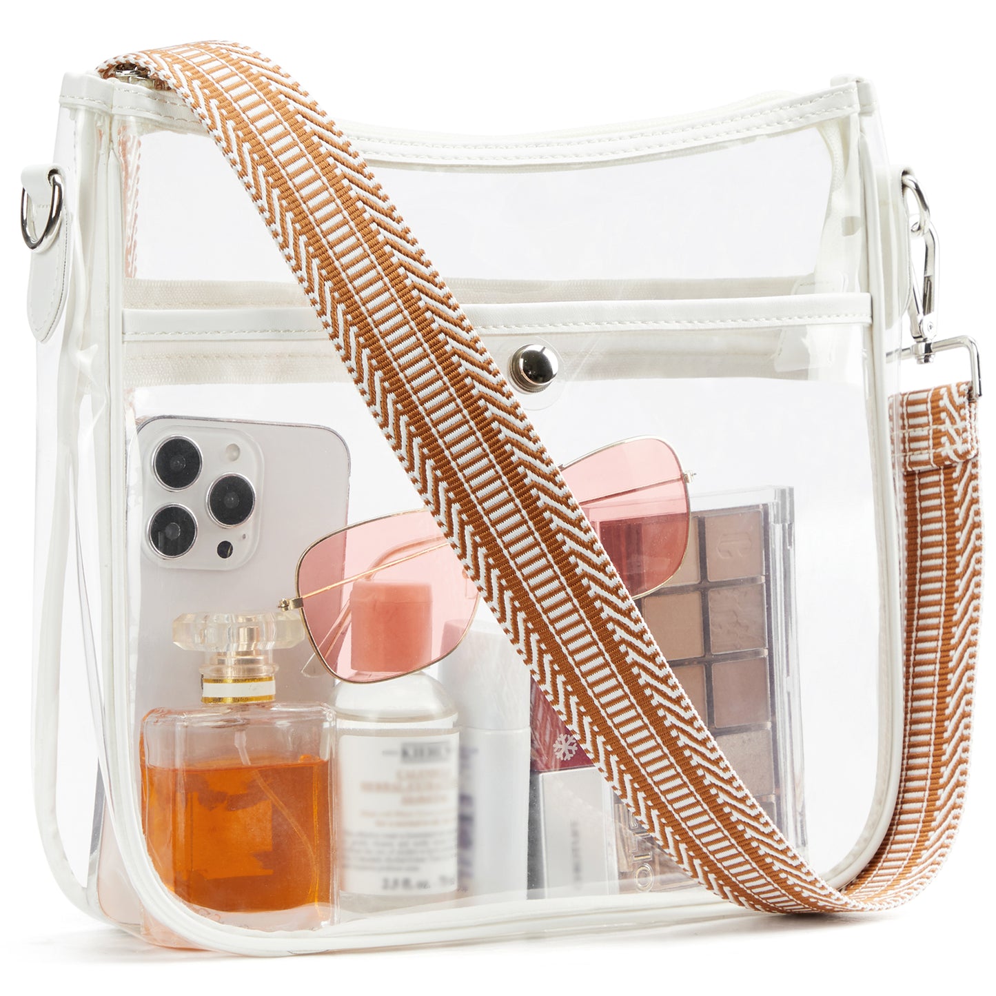 BOSTANTEN Clear Crossbody Bags for Women Trendy Hobo Handbags Fashion Shoulder Purse with Adjustable Guitar Strap