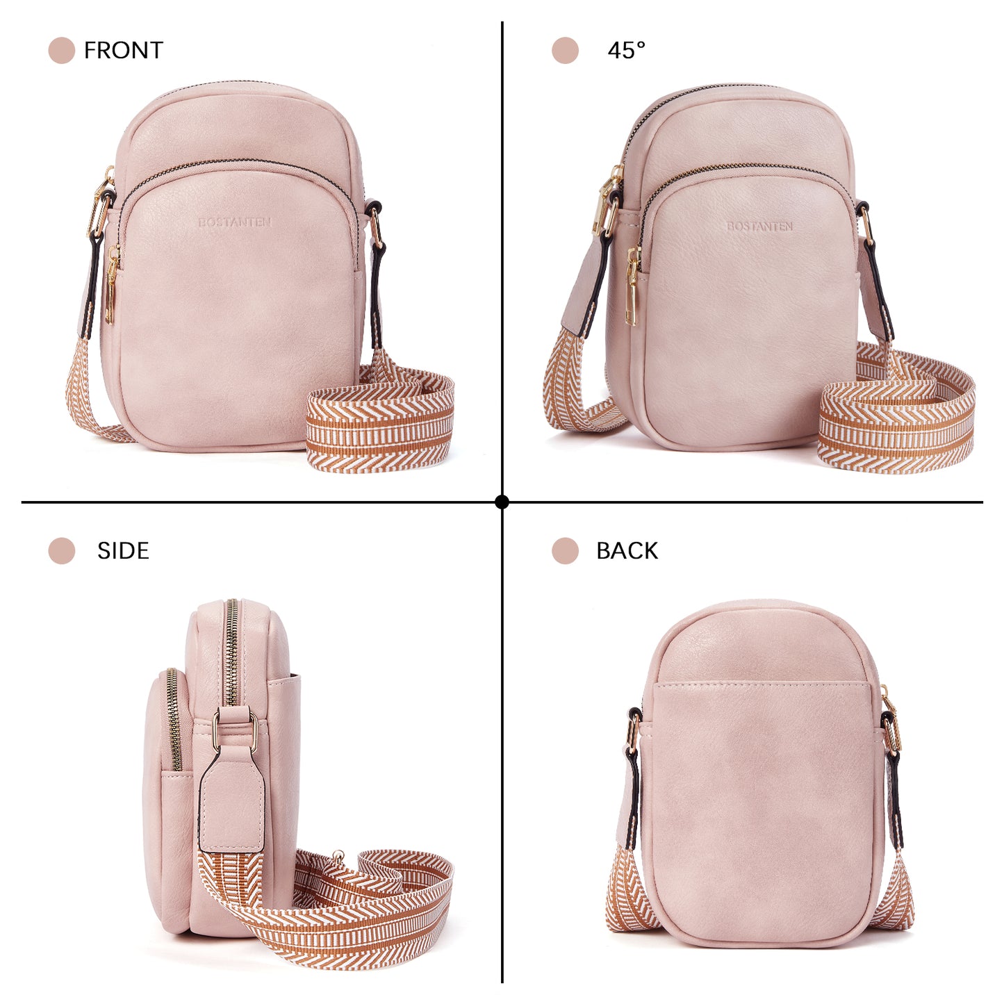BOSTANTEN Small Crossbody Bags for Women Designer Zip Cell Phone Purse Shoulder Handbags Wallet with Card Slots