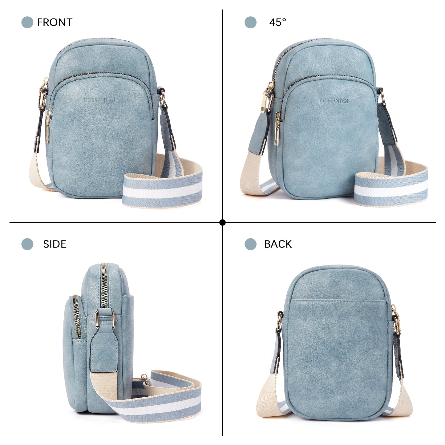 BOSTANTEN Small Crossbody Bags for Women Designer Zip Cell Phone Purse Shoulder Handbags Wallet with Card Slots