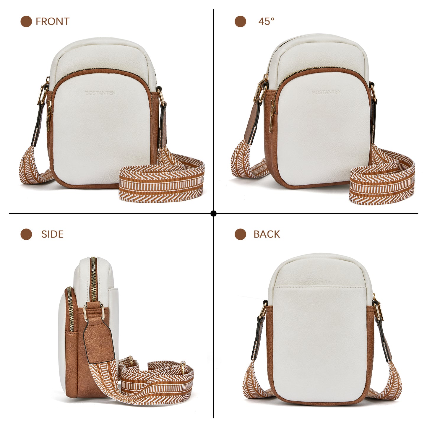 BOSTANTEN Small Crossbody Bags for Women Designer Zip Cell Phone Purse Shoulder Handbags Wallet with Card Slots