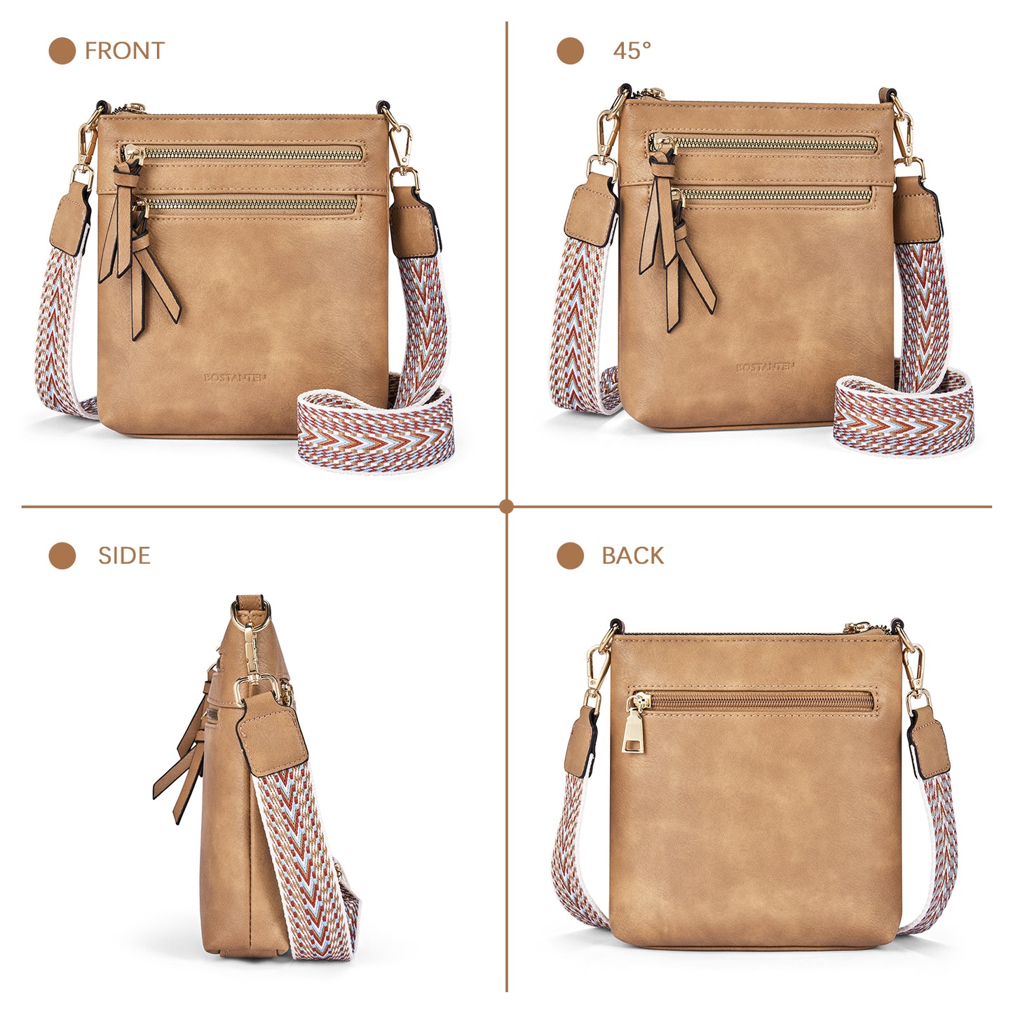 BOSTANTEN Small Crossbody Phone Purses for Women Crossbody Bags Trendy Leather Shoulder Handbag with Card Slots