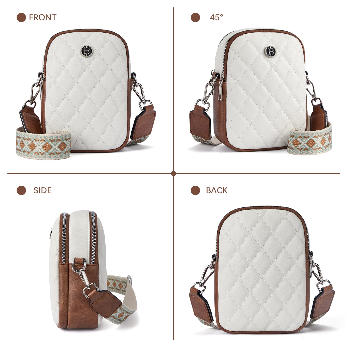 BOSTANTEN Small Cell Phone Crossbody Bags Trendy Quilted Leather Cross Body Wallet Purse Adjustable Strap