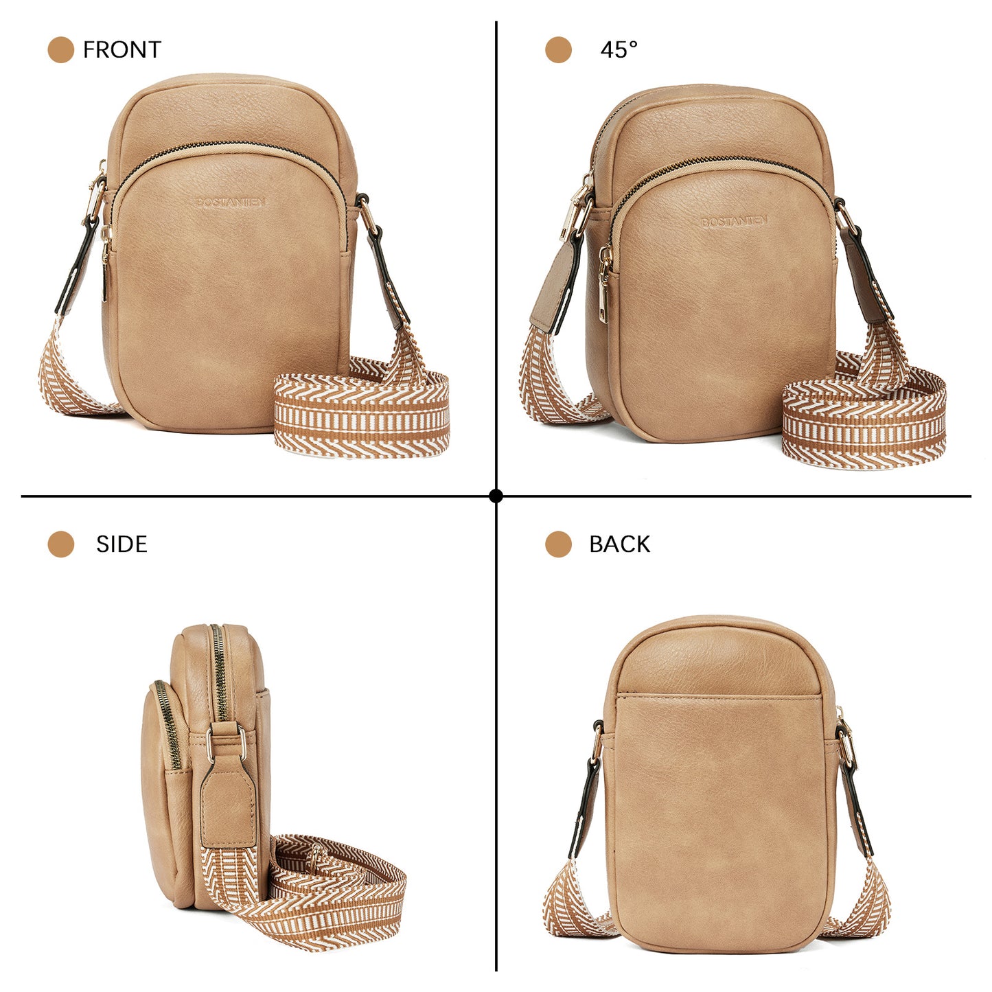 BOSTANTEN Small Crossbody Bags for Women Designer Zip Cell Phone Purse Shoulder Handbags Wallet with Card Slots