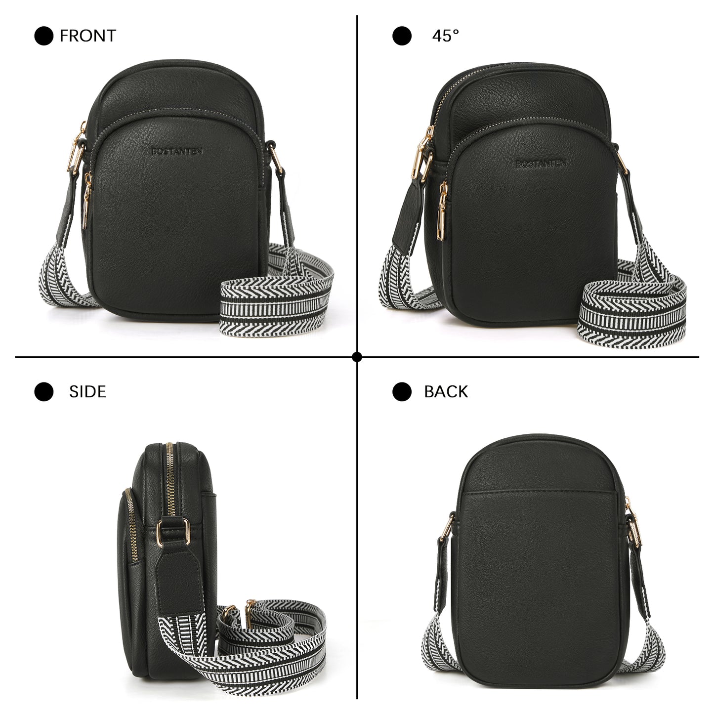 BOSTANTEN Small Crossbody Bags for Women Designer Zip Cell Phone Purse Shoulder Handbags Wallet with Card Slots