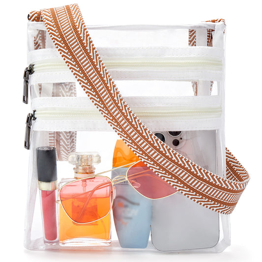 BOSTANTEN Clear Crossbody Bags Purses for Women Trendy Shoulder Handbags with Adjustable Strap Zipper Pocket Medium