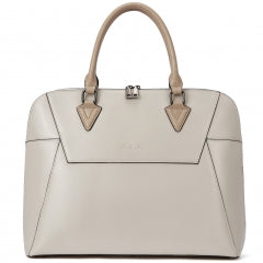 BOSTANTEN Briefcase for Women Leather 15.6 inch Laptop Shoulder Bags Office Work Crossbody Handbag Beige