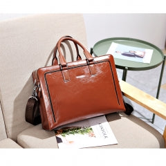 BOSTANTEN Women Genuine Leather Briefcase Tote Business Vintage Handbag 15.6" Laptop Shoulder Bag Black