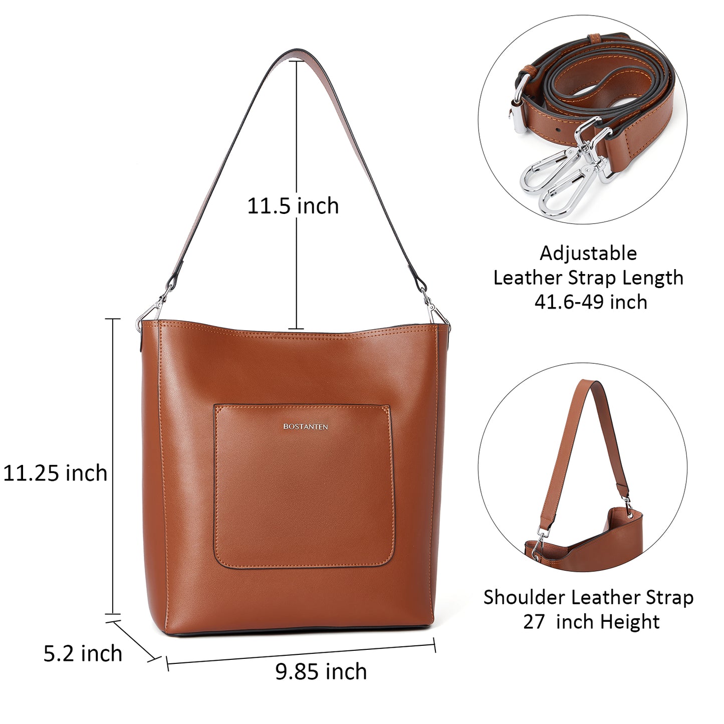 BOSTANTEN Handbags for Women Genuine Leather Designer Hobo Tote Purses Shoulder Crossbody Bucket Bags