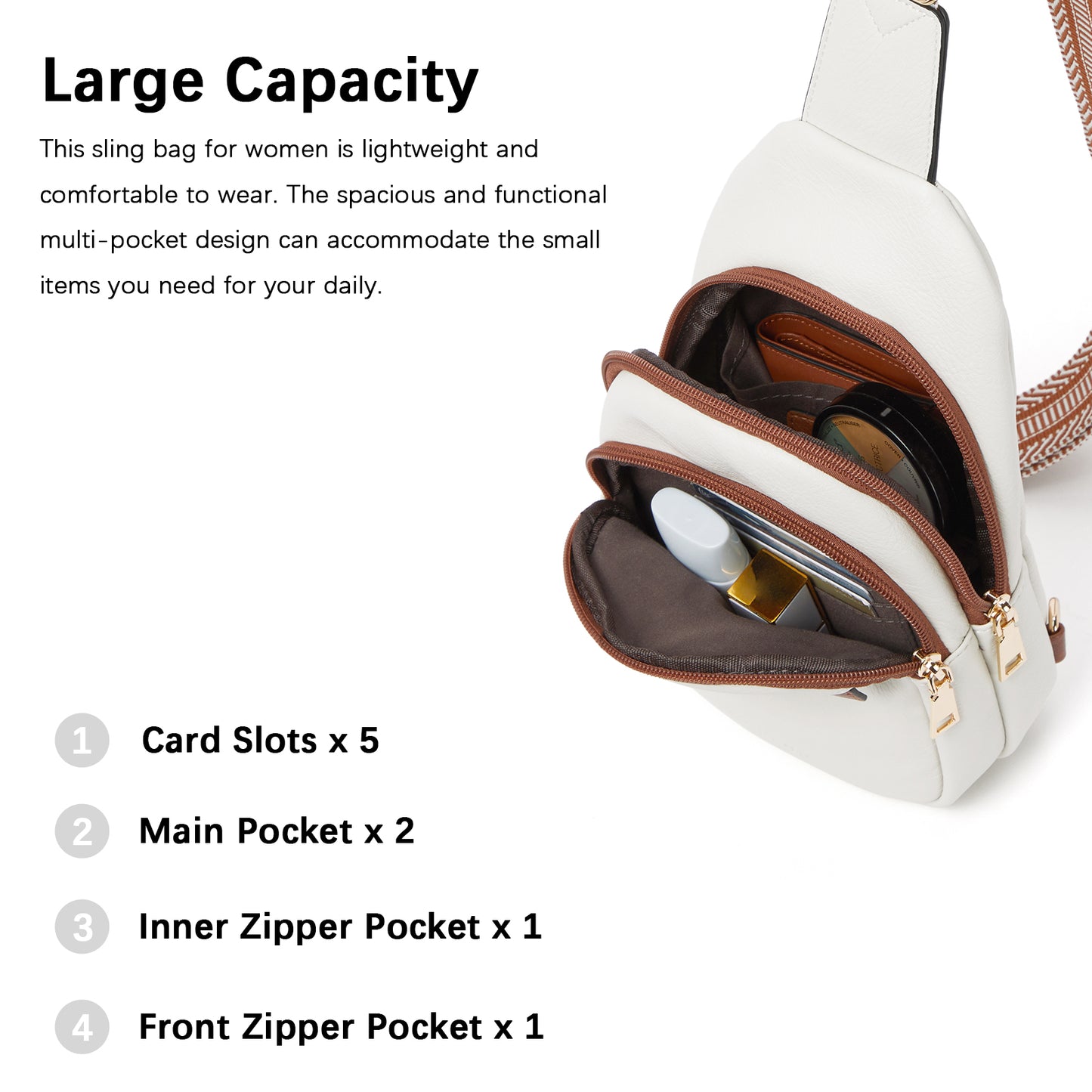 BOSTANTEN Small Sling Bag for Women Leather Crossbody Bags Fanny Pack Chest Bag for Travel