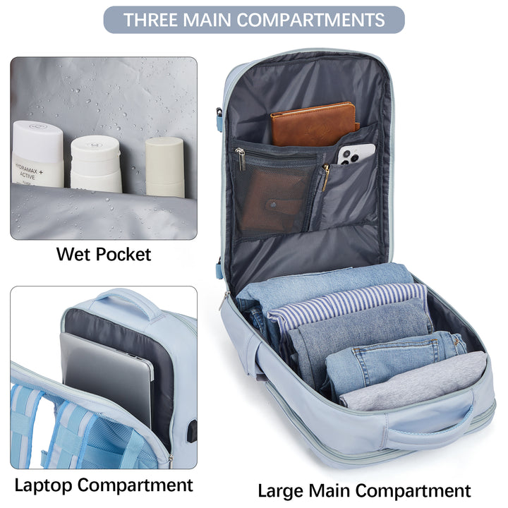 BOSTANTEN Travel Backpack for Women- Flight Approved Carry On Backpack, 15.6" Laptop Backpack Large Lightweight Weekender Bag