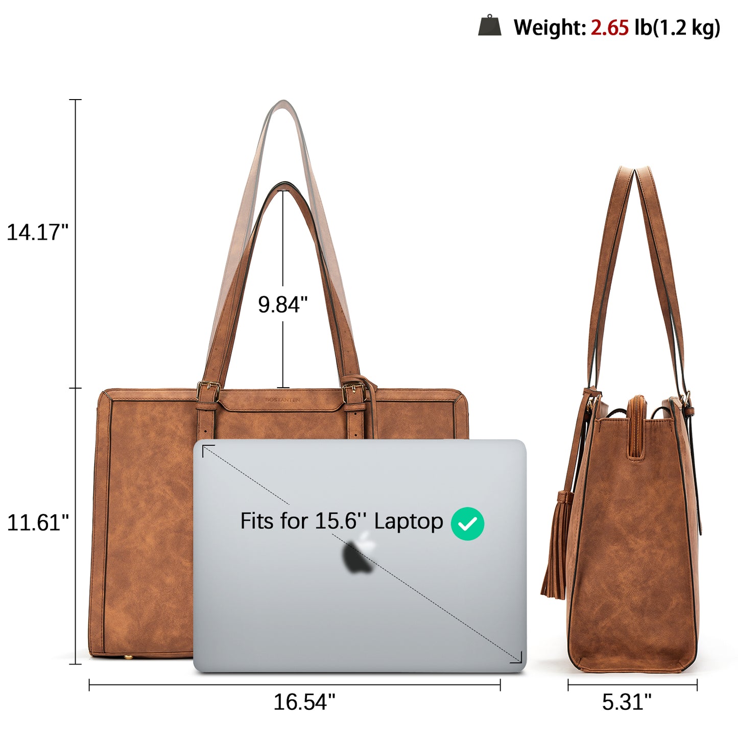 BOSTANTEN Laptop Tote Bag for Women Work Bag Professional 15.6 inch Leather Briefcase Business Office Purse Shoulder Bag