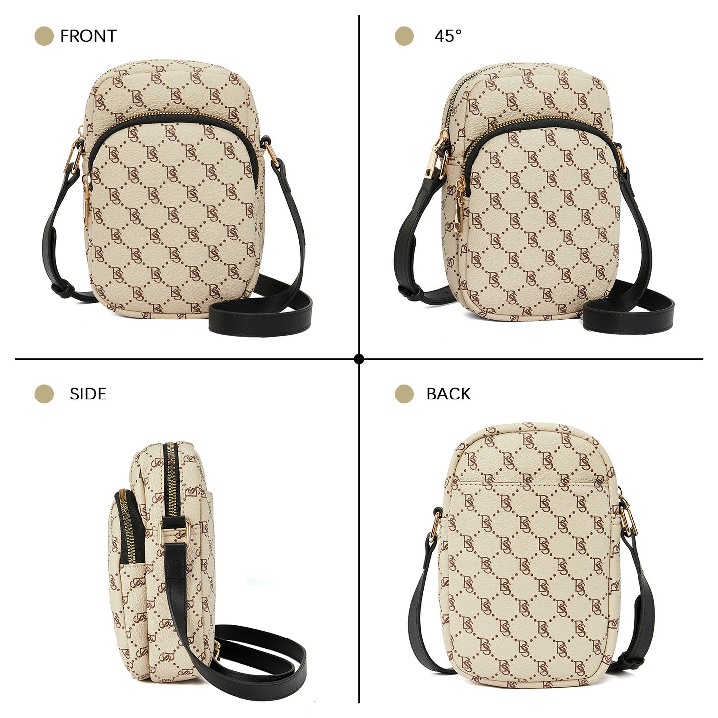 BOSTANTEN Small Crossbody Bags for Women Designer Zip Cell Phone Purse Shoulder Handbags Wallet with Card Slots