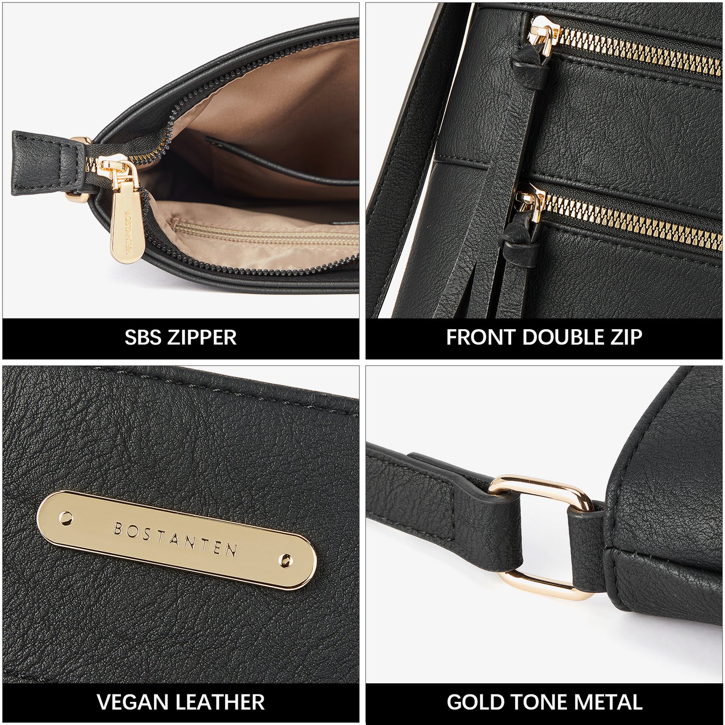 BOSTANTEN Crossbody Bags Purses for Women Trendy Soft Shoulder Handbags with Adjustable Strap Zipper Pocket Medium