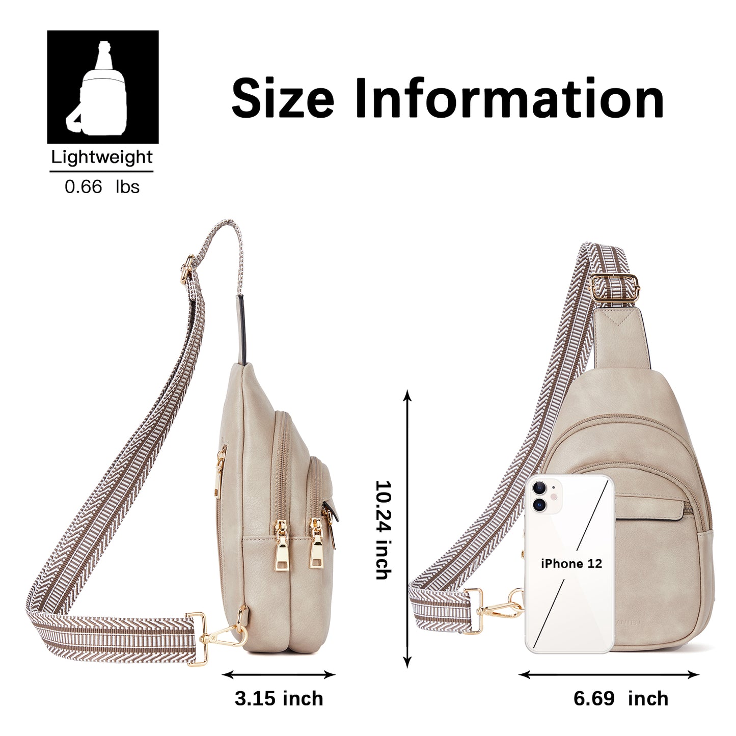 BOSTANTEN Small Sling Bag for Women Leather Crossbody Bags Fanny Pack Chest Bag for Travel