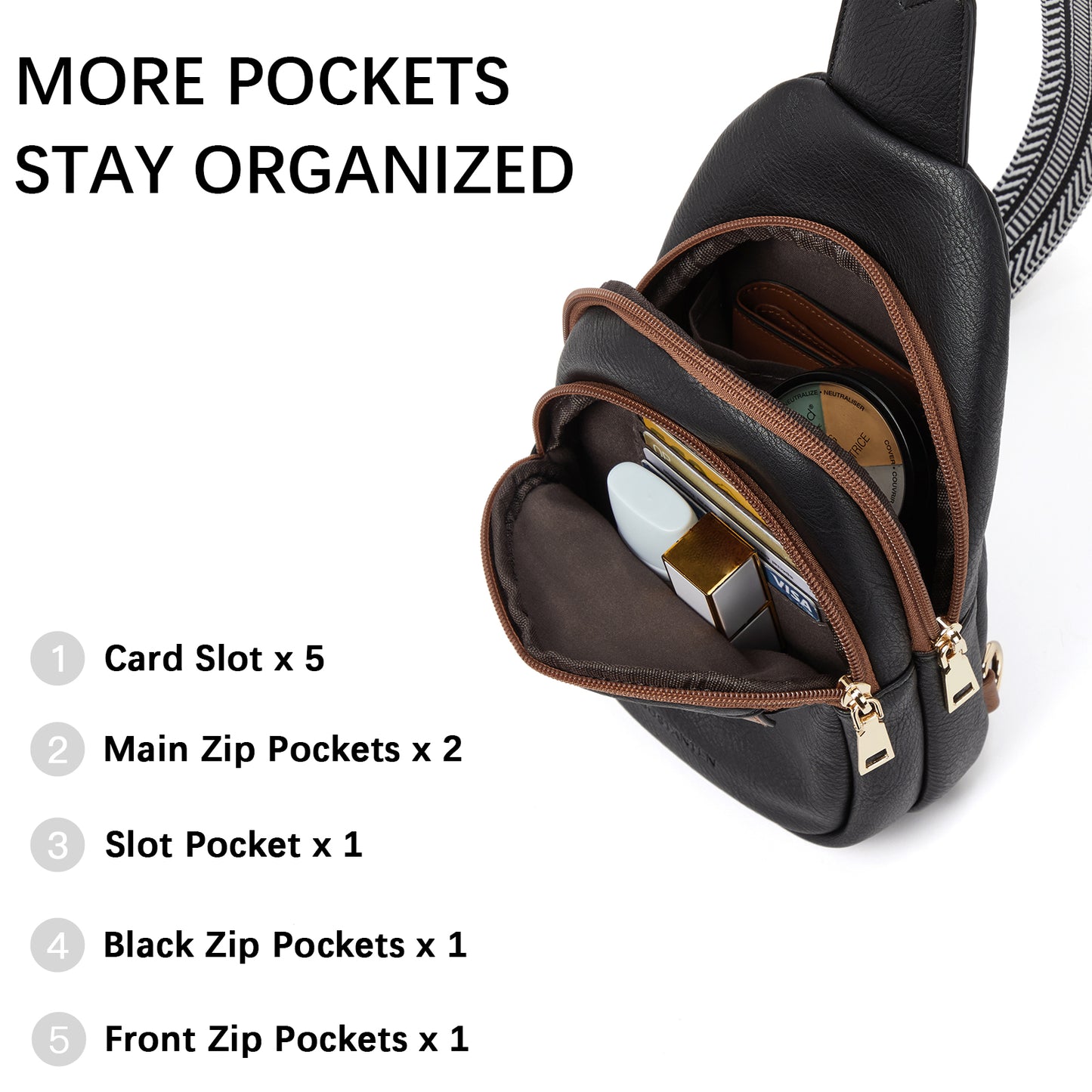 BOSTANTEN Small Sling Bag for Women Leather Crossbody Bags Fanny Pack Chest Bag for Travel