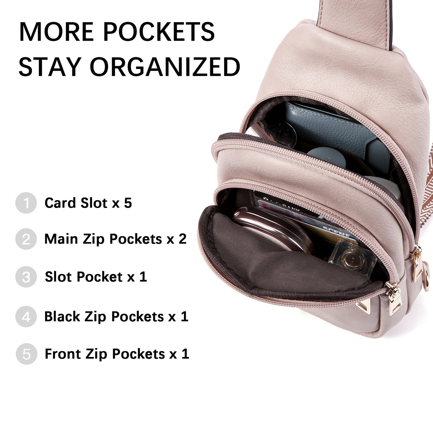 BOSTANTEN Small Sling Bag for Women Leather Crossbody Bags Fanny Pack Chest Bag for Travel