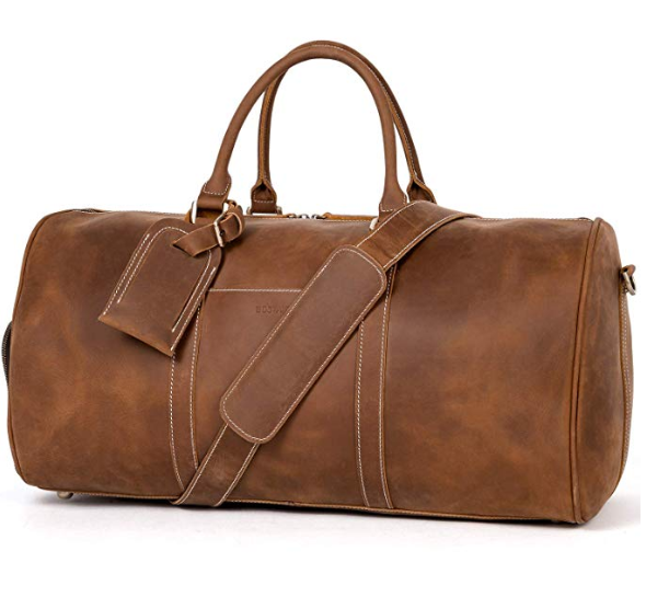 BOSTANTEN Duffle Bags for Men Genuine Leather Travel Bag Gym Extra Large Overnight Weekender Luggage Brown